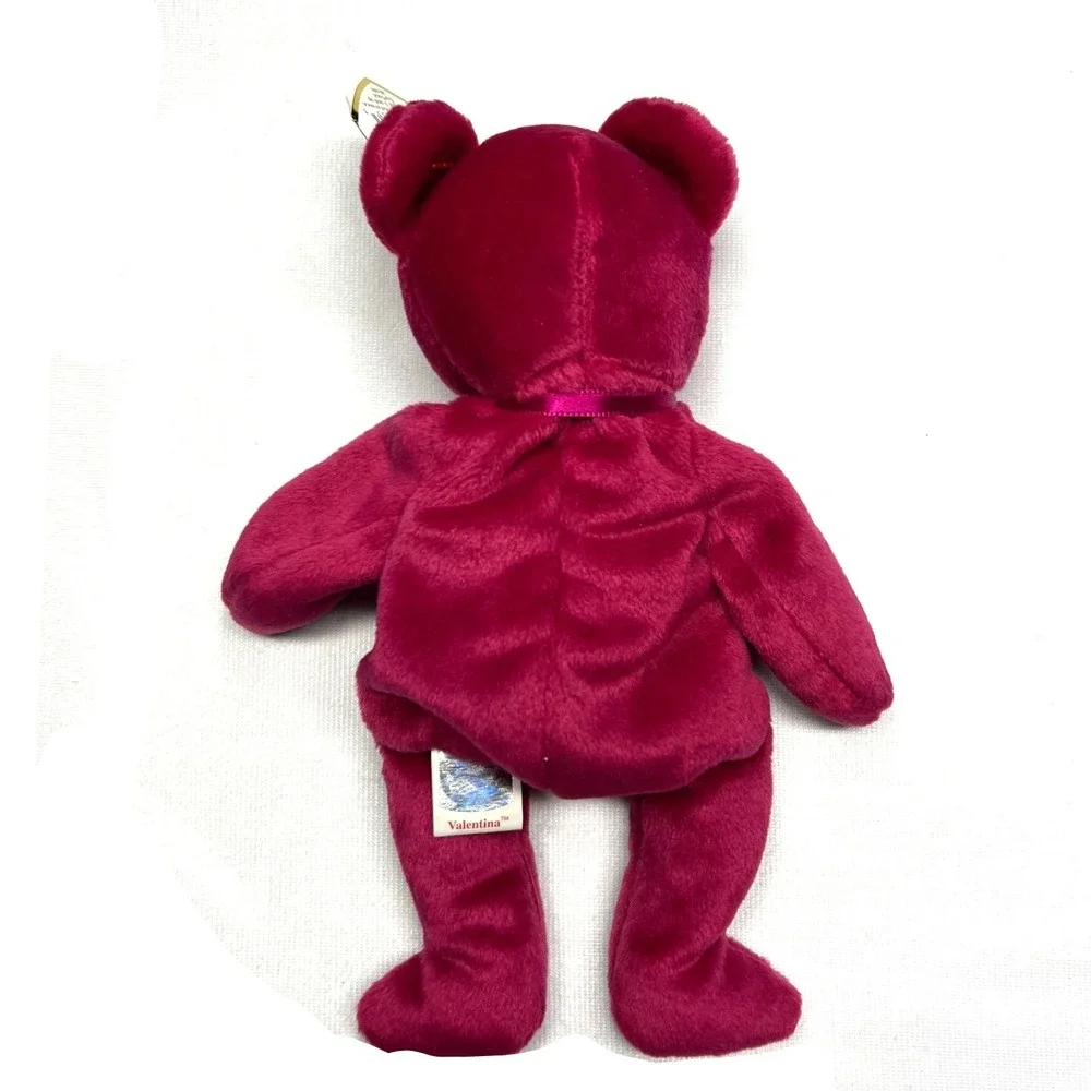 Ty Beanie Baby Valentina the Bear Fuchsia Pink Heart 1998 Retired Plush Toy 4233